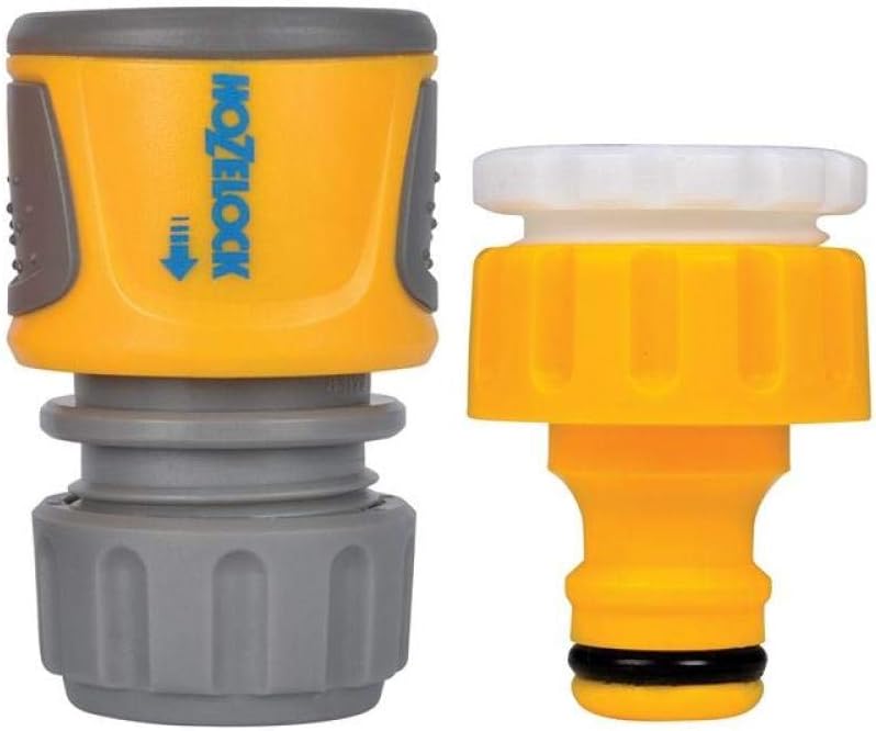 Hozelock Threaded Tap and Hose Connector, Yellow and Grey, 3.8 x 8.9 x 16.7 cm