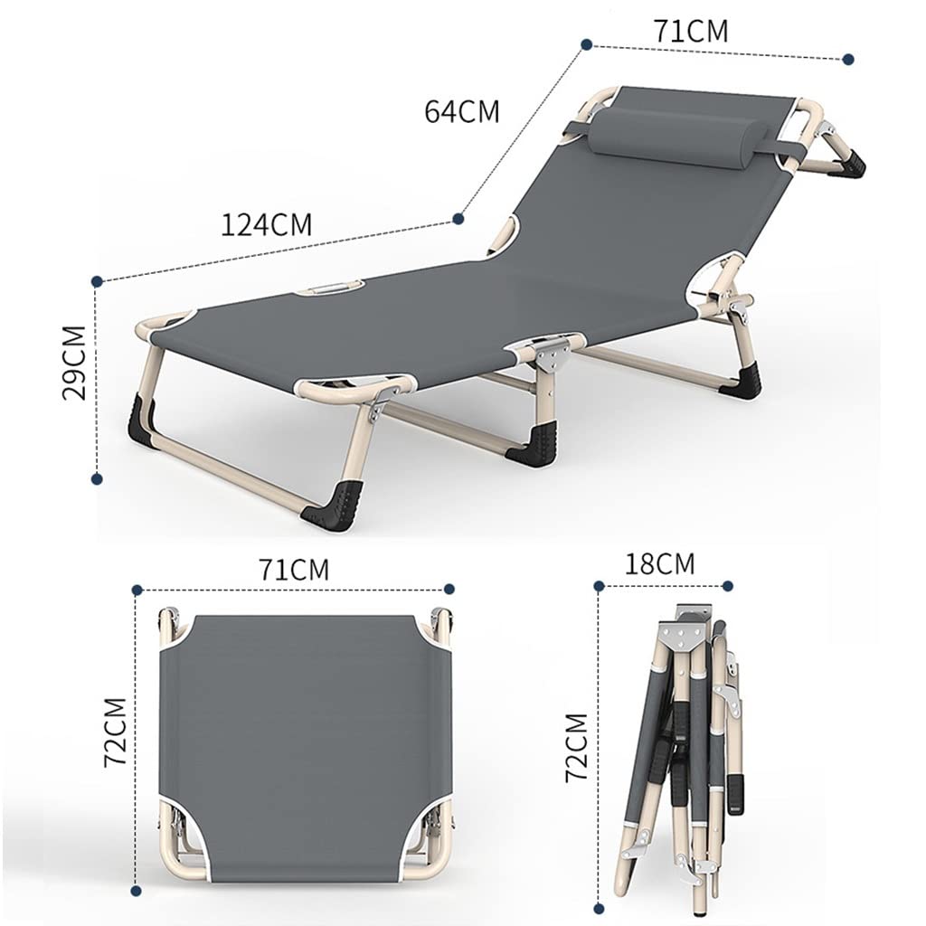 Lit de camping inclinable réglable avec matelas – Lit portable compact pliable pour dormir en plein air, randonnée – Gris