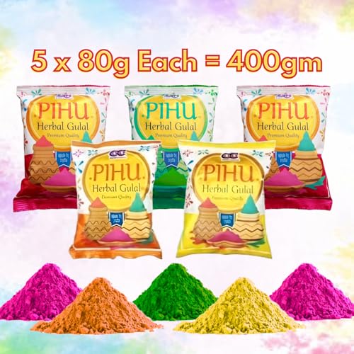 Image of Herbal Gulal Holi Colors Pack of 5 Organic Holi Colours for Holi Celebration | Skin Friendly Natural Gulal for Holi | Non-Toxic, Chemical-Free, Vibrant Long-Lasting Colors