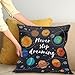 Ambesonne Saying Throw Pillow Cushion Cover, Outer Space Planets Star Cluster Solar System Moon Comets Sun Cosmos Illustration, Decorative Square Accent Pillow Case, 16