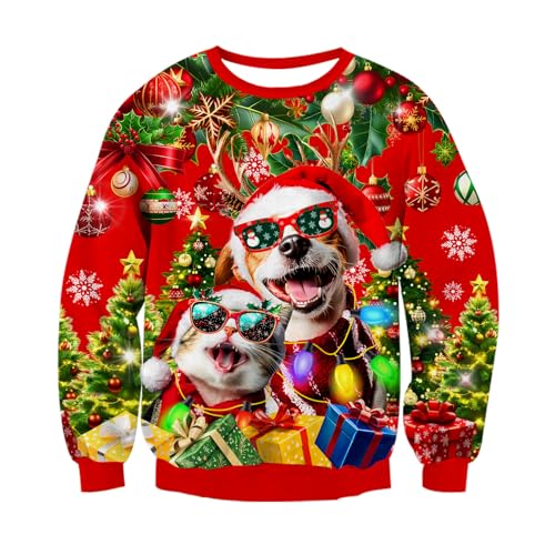 Goodstoworld Weihnachtspullover 3D Hund Druck Männer Damen Ugly...