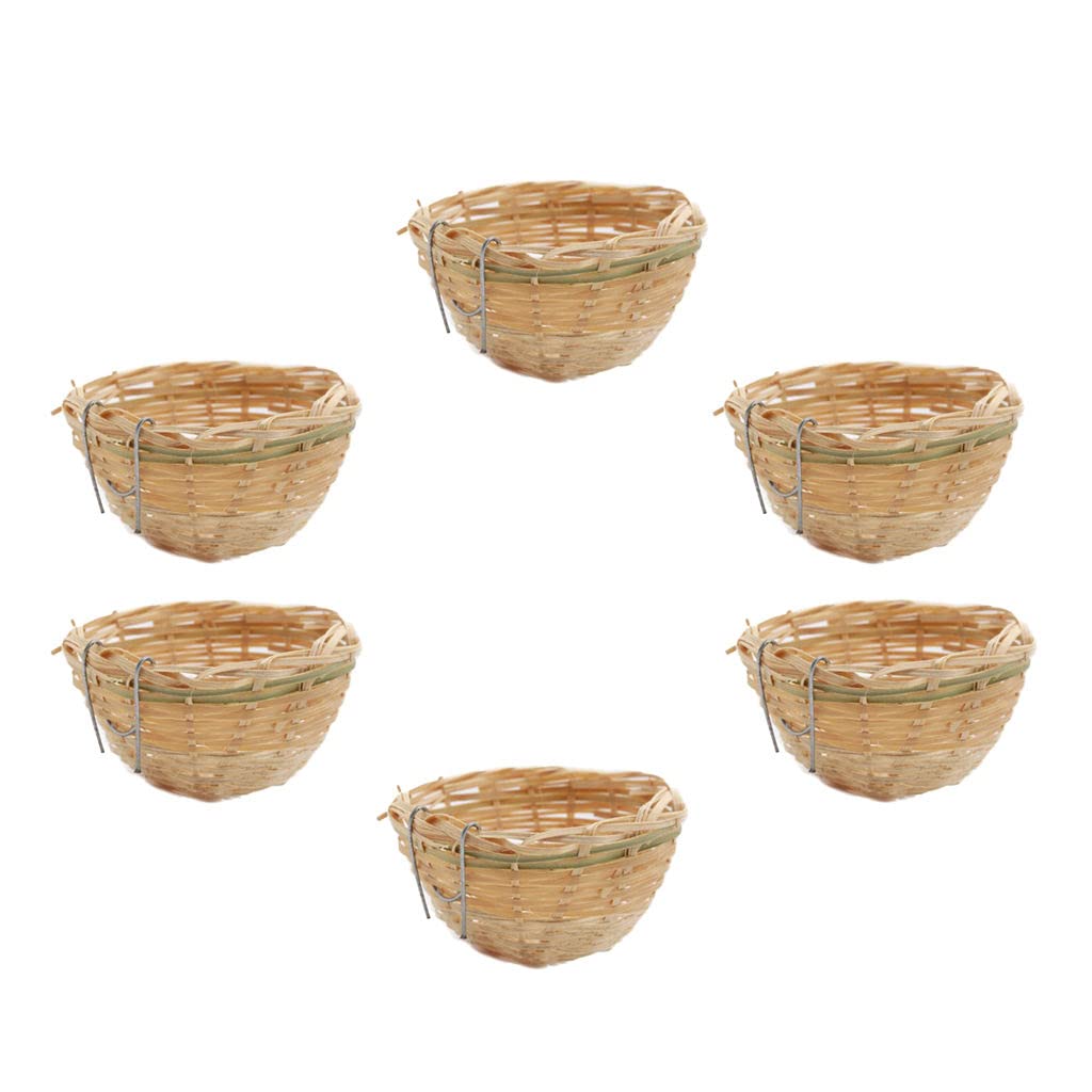 Baoblaze 6Pcs Finch Canary Nests Pans Bamboo Wicker Bedding Rest For