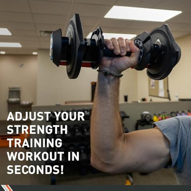 BodySport 40 Pound Adjustable Dumbbells ¨C Includes 12 Free Weights, Ranging from 3 to 40 Pounds, Ideal for Home Gym Workouts and Weight Training