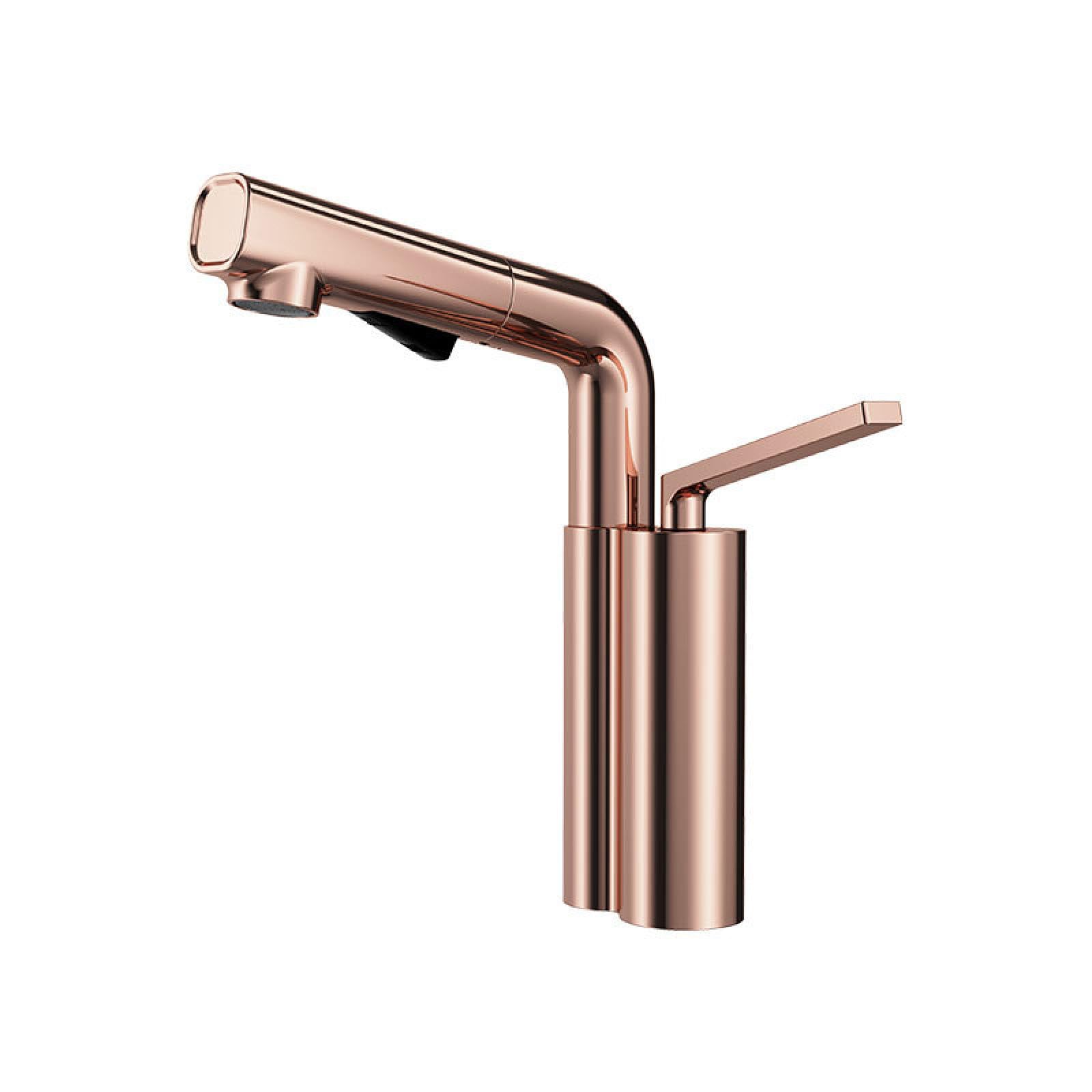 Fanjubei Rose Gold Copper Hot And Cold Lift-Lift Pull-Out Bathroom Faucet,