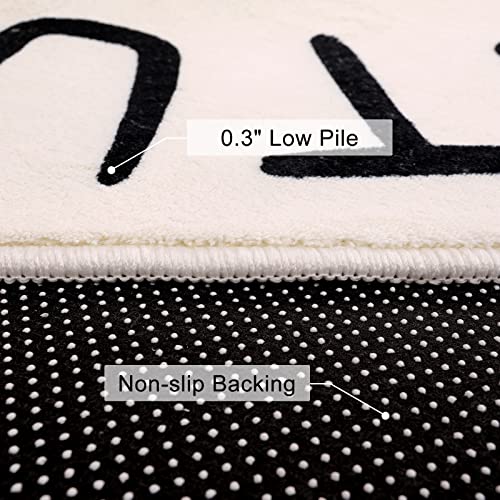 Staruia Black Abc Kids Rug 55"X47",Hexagon Washable Area Rug For Boys Girls Bedroom,Non-Slip Educational Nursery Rug Ultra Soft Play Carpet For Classroom Toy Room Playpen #TOP4