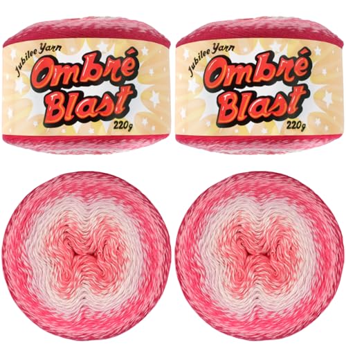 Lana Ombré Blast Yarn hilo para tejer ropa bebé crochet pasteles de 220g 2
