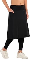 ANIVIVO Women's High Waisted Knee Length Skirt Leggings with Pockets - Full Coverage Comfort