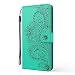 Produktbild TOPOFU Leder Hülle für Oppo Find X3 Lite,3D-Relief Pfau Muster Flip Handyhülle mit [Magnetische] [Ständer] [Kartensteckplätze],PU/TPU Wallet Tasche Schutzhülle Case Cover,Grün