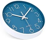 jomparis 10 Inch Cerulean Wall Clock Battery Operated Silent & Non-Ticking Wall Clock
