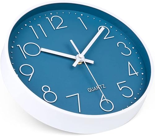 Miniatura 11 de jomparis - Reloj de pared de cuarzo redondo de 12 pulgadas, silencioso, sin tictac, decorativo, moderno, funciona con pilas, para oficina, hogar