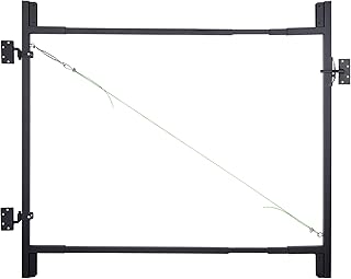 Fence Gate Kit, Heavy Duty Anti Sag Gate Fits Openings of 36" - 72", Adjustable Metal Gate Frame Hardware Kit for Wood Fence, Black Steel Gate Building Kit