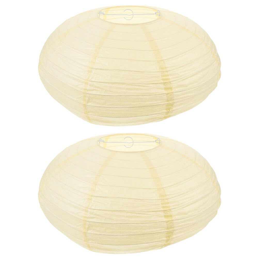 LIFKOME Pantalla De Lámpara De Linterna De Papel 2 Uds. Linterna Colgante De Estilo Japonés Chino Cubiertas De Luz Redondas Ovaladas Plegables Protector De Luz De Techo Para Decoración
