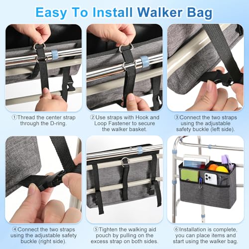 Rhino Valley Walker Basket for Walkers Accessories for Seniors,Gray by Rhino Valley - Image 4