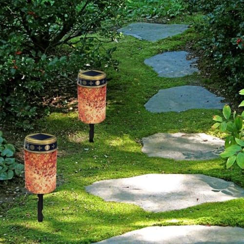 Image of Maple Leaf Light for Prayer Cemetery Solar Lights for Grave Cemetery Fall Decor Candle Lamp Waterproof Solar Power Light Eternal Lights 2 Pcs