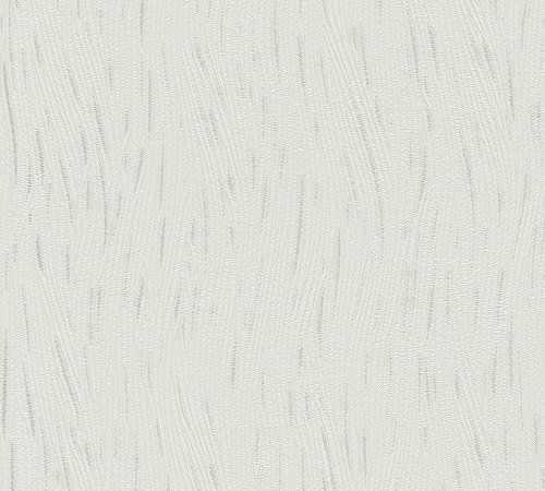 A.S. Création Strukturprofiltapete Simply White 4 Tapete 10,05 m x 0,53 m metallic weiß Made in Germany 307354 3073-54