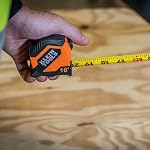 Klein Tools 9516 Tape Measure, 16-Foot Compact Double-Hook Imperial Measuring Tape with Finger Brake, Nylon Blade, Easy to Read Bold Lines