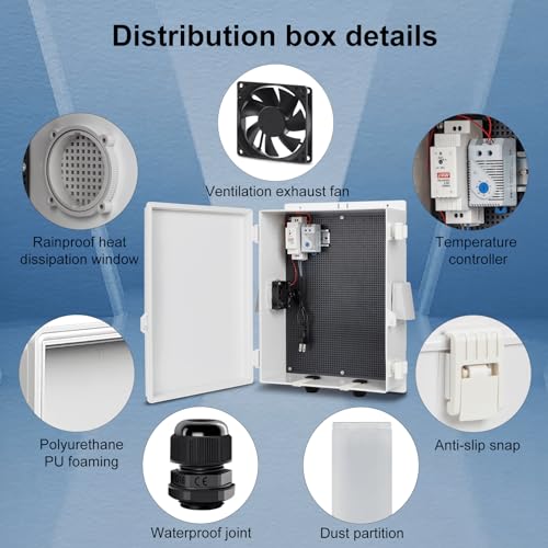 Image of Namunanee Outdoor Electrical Box with Thermostat and Fan, ABS Water Resistant Enclosure with Internal Mounting Panel & Hinged Cover,16 inch H* 12 inch L* 5.9 inch W Plug & Play.