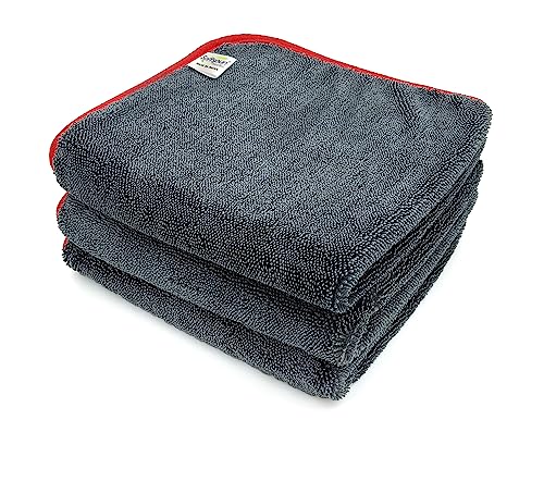 Image of SOFTSPUN Microfiber Cloth for Car - 600 GSM, 40X40cms, 3Pcs, Grey Twisted Loop Super Absorbent Towel - Edgeless Design with Plush Pile and Lint Free Cloth for Drying and Detailing.