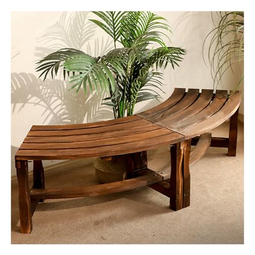 FENGZEQUAN Wooden Curved Bench, Tree seat wrap-Around Park Bench, Weatherproof Garden Bench, Patio Tree seat, Lawn Chair, Casual Solid Wood Curved Bench for Seating 1-2 People(Brown)