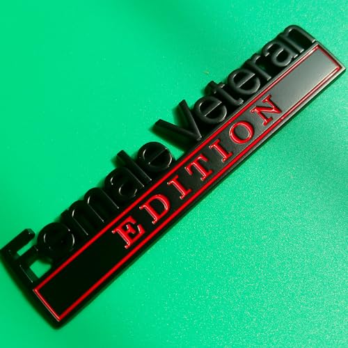 Image of Generic Female Special Veteran Edition Emblem with Strong Adhesive, Female Veteran Car Emblem 3D Badge Decal Car Truck Replacement Compatible with Universal Vehicle, Car, Truck, SUV (Black Red)