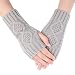 IBLUELOVER Mitaines Femme Fille Gants en Tricot Crochet Longue Bras Gants Souple Chauds Moufles Demi-Doigt Thermique Gloves Épaisses Hiver Mitten pour Voiture Ski Moto Vélo Décoration Cadeau de Noël