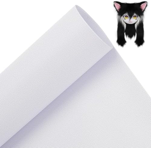 BENECREAT Custom Fursuit Eye Mesh, 39×11.8inch White PVC Plastic Net 0.2mm Thick Waterproof Printable Mesh for Furries Cosplay, Props, Fursuits, Craft Making, Hole: 0.5mm