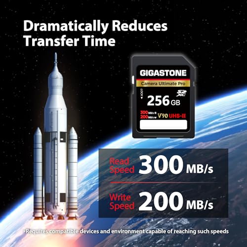 【超高速 V90 UHS-II】GIGASTONE(ギガストーン) SDカード 256GB UHS-II V90 U3 SDXC 超高速メモリーカード 最大300MB/s 4K UHD ビデオ Canon Nikon Sony Pentax Kodak Olympus Panasonicなど デジタルカメラ 一眼レフ対応 ミニケース付き 5年データ復旧・無償交換保証
