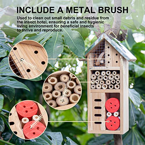 Cartman 3 Floor Hanging Insect House For Gardens, Natural Wooden Insect Hotel For Bee, Butterfly, Ladybirds, Beneficial Insect Habitat, Bug Hotel Garden #TOP2
