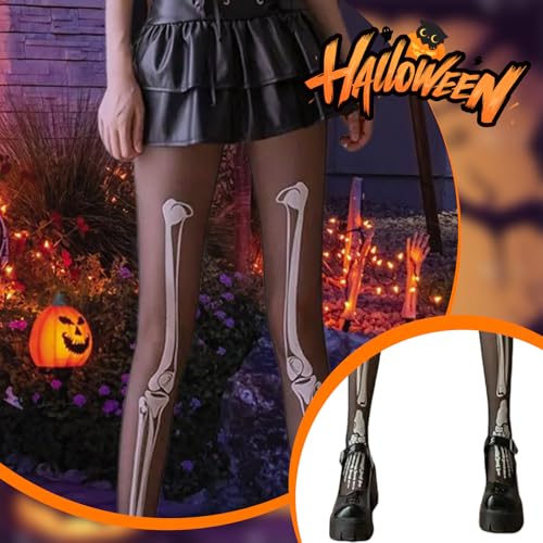 Skeleton Tights,Black Halloween Tights for Women UK,White Skull Patterned Leggings Tight Socks Kids Stockings Lace Pantyhose Funky Gothic Costumes,for Girls Ladies Womens Witch Outfit Accessories - Image 7