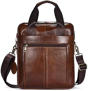 BAIGIO Genuine Leather Shoulder Bag for Men - Spacious Messenger Bag Cross Body Casual Daypack Small Briefcase for Hiking Travel Everyday Use Brown