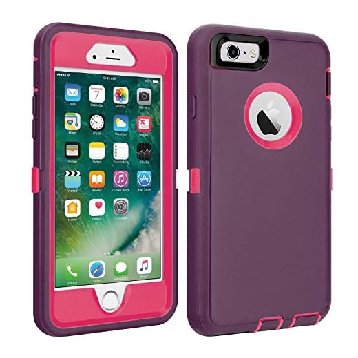 CAFEWICH iPhone 6/6S Case Heavy Duty Shockproof High Impact Tough Rugged Hybrid Rubber Triple Defender Protective Anti-Shock Silicone Mobile Phone Cover for iPhone 6/6S 4.7"(Wine)