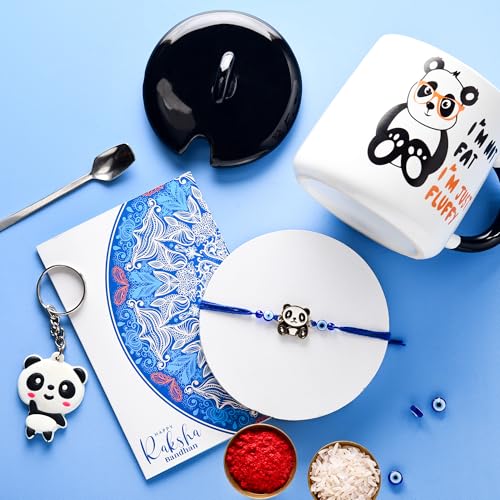 Image of To The Nines Rakhi Gift Set for Brother Gift Combo - Rakhi With Mug, Tilak Material and Greeting Card