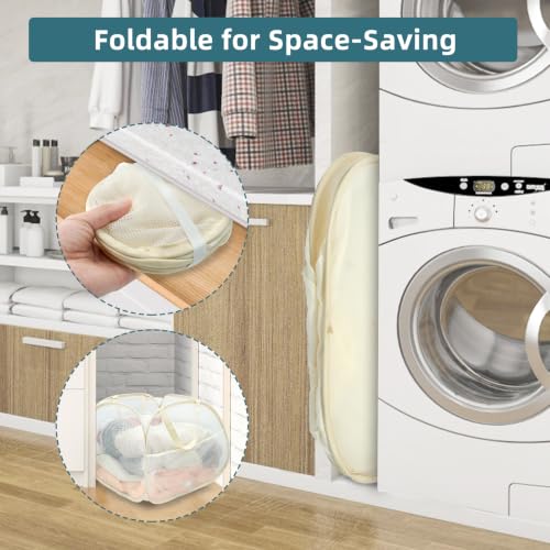 Image of Collapsible Laundry Baskets, 90L Large Foldable Laundry Basket, Durable Mesh Pop Up Hampers for Laundry, Dirty Clothes Laundry Hamper for Bedroom, Bathroom, Dorm, Laundry Room, Travel, Camping Beige