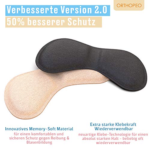 ORTHOPEO Fersenpolster Schuheinlagen gegen Blasen & Reibung Silikon Gel 6 Paare Fersenschoner Fersenkissen Herren & Damen Antirutsch bei großen Schuhen & High Heels Schuhpolster