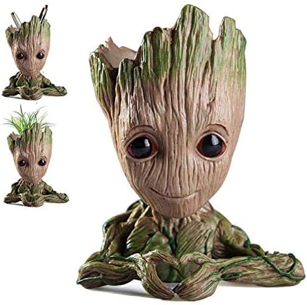 Baby Groot Flowerpot Tree Man Planter Flower Pot with Drainage Hole Pencil Pen Holder, Office Party Ornament Christmas Birthday Gift Planter 6