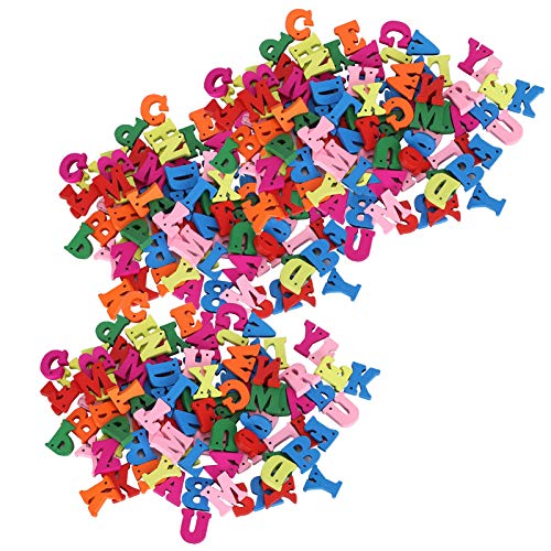 Riuulity 300pcs Lettres en Bois Colorées Artisanales Fournitures éducatives Faites à la Main pour Les Enfants, avec des Lettres Colorées de Dessin animé,...