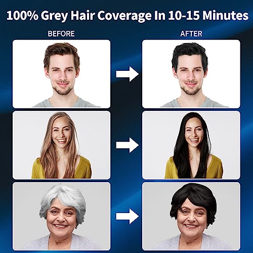 BOJICA Black Hair Dye Shampoo for Women&Men, Permanent Hair Color Shampoo for Gray Hair, 100% Coverage Color Shampoo Hair Dye, Herbal Ingredients, Long Lasting(17.6 FL OZ) - Image 4