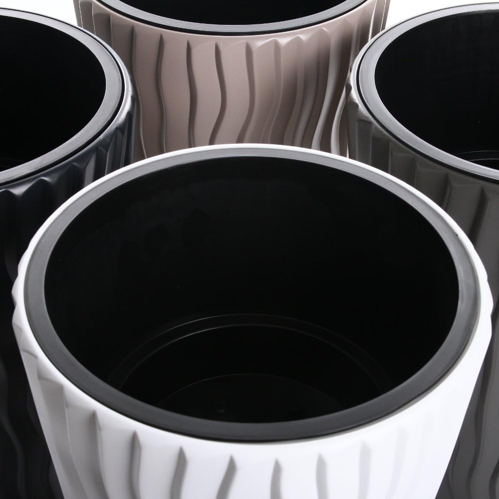 rg-vertrieb 2 Stück Blumenkübel Pflanztopf Blumentopf Pflanzkübel 3D Effekt Welle Design mit Einsatz 71cm weiß Wellen Optik - Frostfest UV-Beständig für Garten Balkon & Innenbereich Blumenkübel