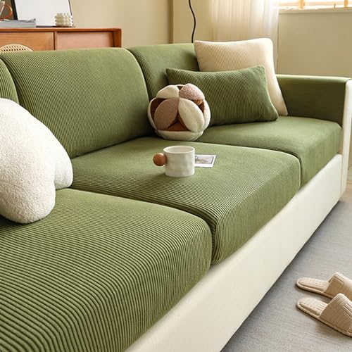 Housse de canapé en velours côtelé extensible drap protection coussin assise dossier - 2