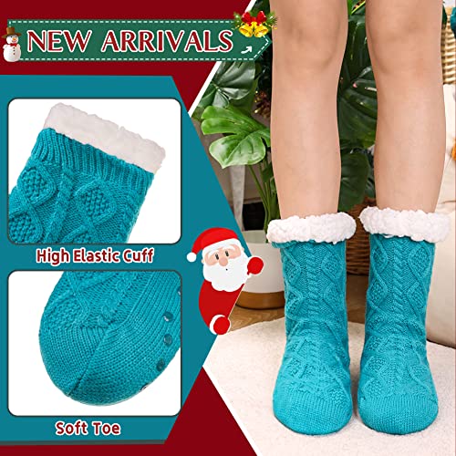 Women Slipper Fuzzy Socks Winter Warm Fleece Fluffy Cozy Soft Thick Plush Non Slip Indoor Christmas Socks(Green) #TOP3