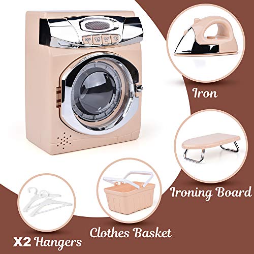 Kids Washing Machine Set – Laundry Pretend Play Kit – Safe for Children – Easy to Store & Carry – Mini Housekeeping Durable Toy with Realistic Details – Ideal for Girls & Boys - Lights Up with Sound