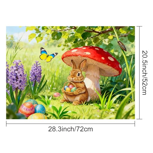 Image of HOMETITUTE Spring Stove Top Cover 28x20 Bunny Mushroom Heat Resistant