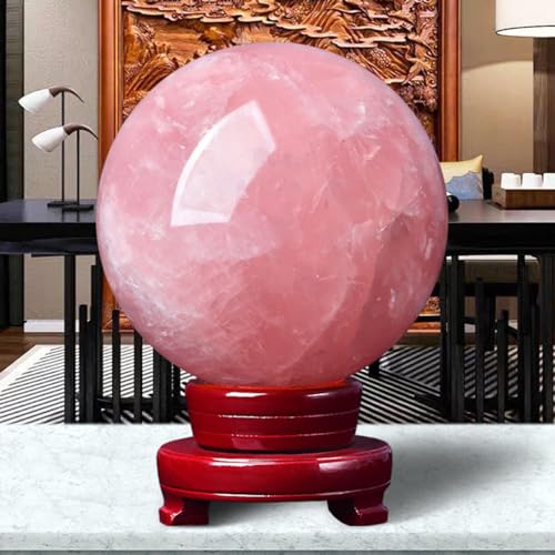 Sphère en quartz rose authentique taillée dans un bloc de cristal brut - 7