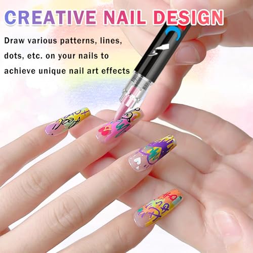 Image of IONSGAKO Nail Art Pens Set, Dual-head Dual-color Nail Polish Pens