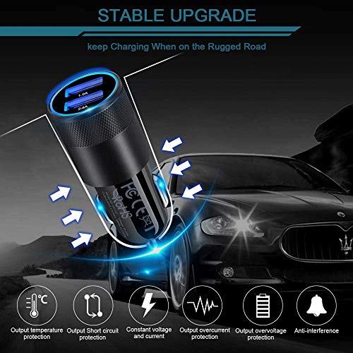 Image of Type C USB Car Charger for Samsung Galaxy S23 S22 S21+ S21 Ultra 5G S20 FE S20+ S10 Plus Note20 A02S A03S A12 A13, Google Pixel, Dual-Port Power Cigarette Lighter Adapter 6ft USB C Cord Braided Cable