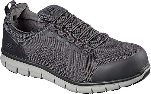Skechers Men's Work Synergy - Omat Alloy Toe Sneaker, Charcoal, 14