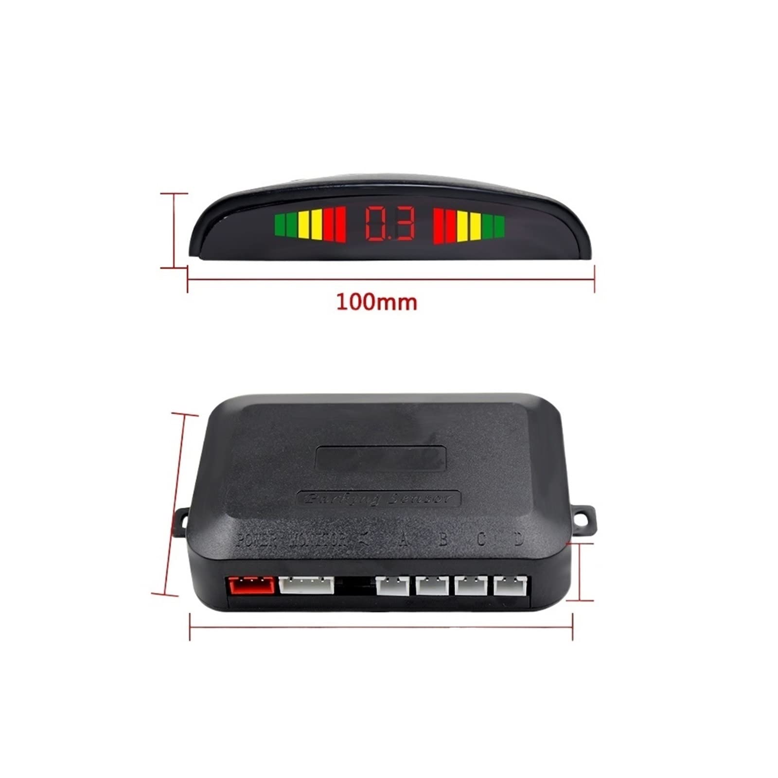 Coche Auto Led Sensor De Estacionamiento Pantalla 4 Sensores Asistencia De Respaldo Inverso Detector De Radar Sistema De Monitor De Luz(Black)