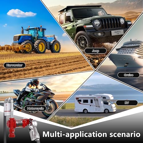 12V 15 GPM Fuel Transfer Pump With Discharge Hose & Manual Nozzle, Gasoline, Diesel, Kerosene & Biodiesel