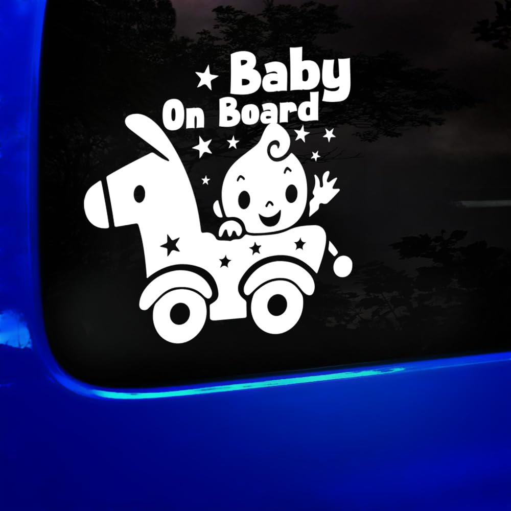 Baby On Board Car Sticker, Child Safety Awareness Sign, Window Bumper, Van Camper, Child On Board Vinyl Transfer, Caravan, 4x4, Decal Sticker (160mm x 160mm (LxH))