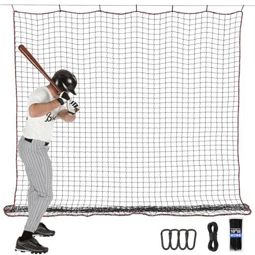 BaseGoal Baseball & Softball Backstop Nets Heavy Duty Sports Practice Nets Sports Netting Barrier DIY Ball Net Hitting Net for Baseball Hockey Soccer LAX and More(Size:10x7ft)